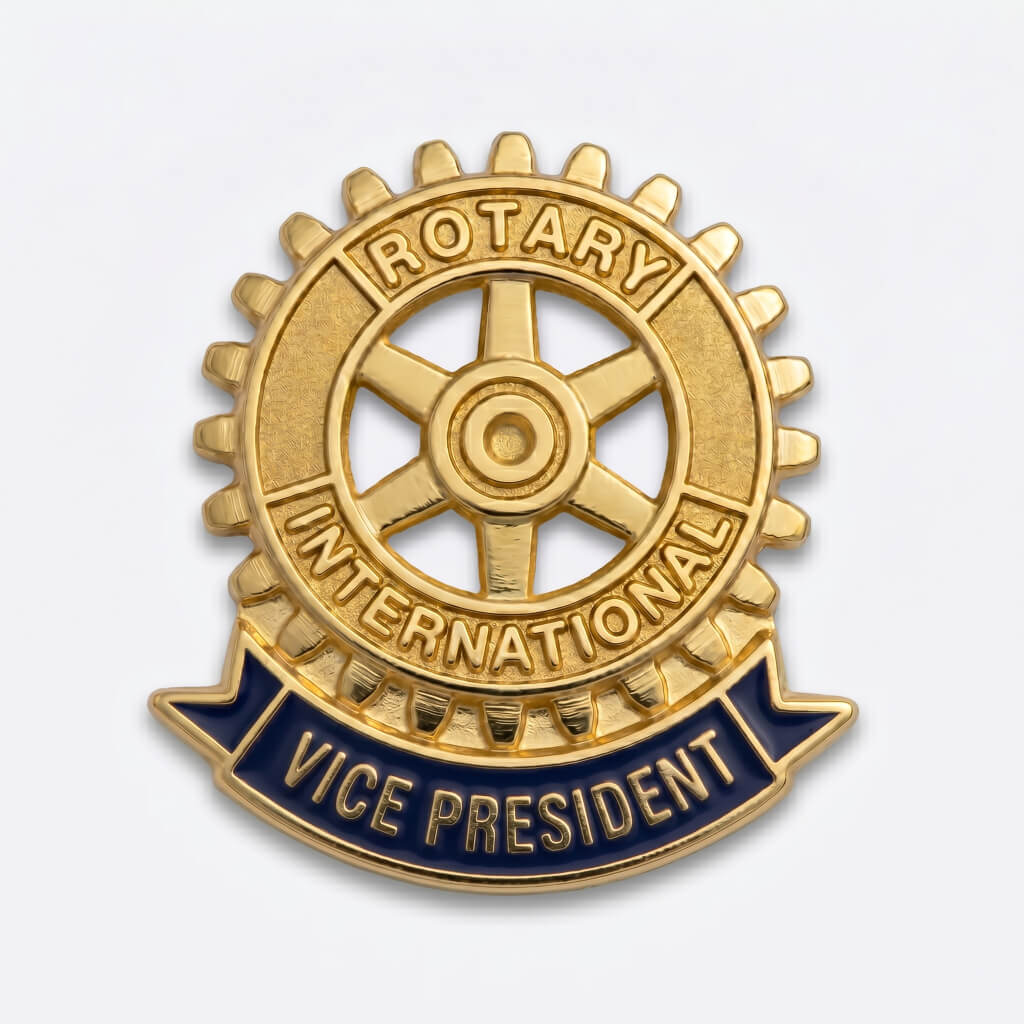 Insigne de rever metalica placata cu aur pentru Vice Presedinte de Club Rotary International