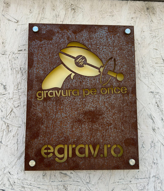 Placa firma corten decupata laser