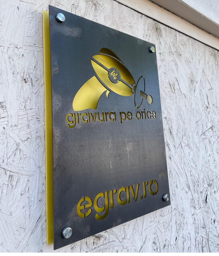 Placa firma din otel care va rugini