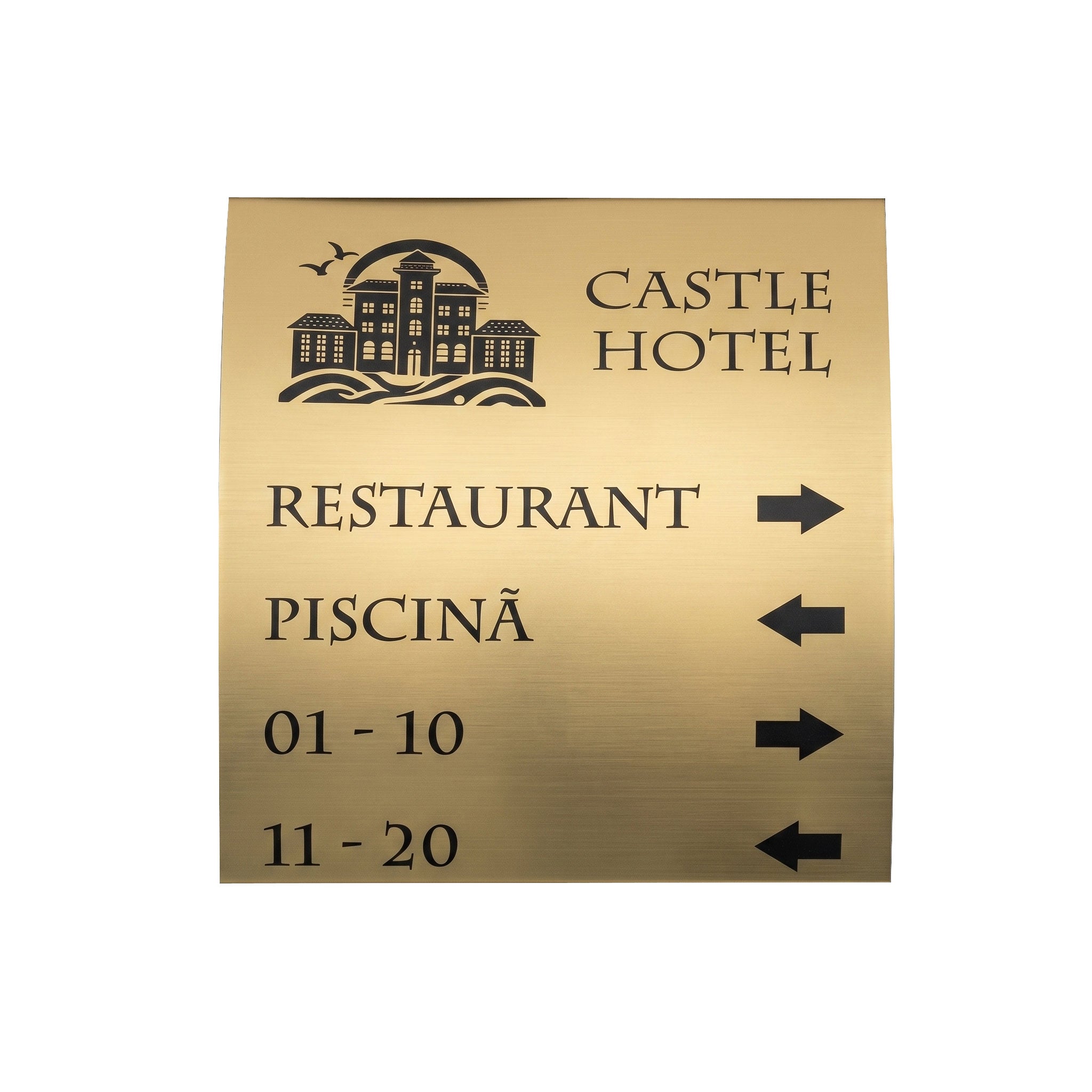 Placa Gravata de Schimb pentru Panou Director Curbat ELYPS, Auriu Periat, Latime 22 cm