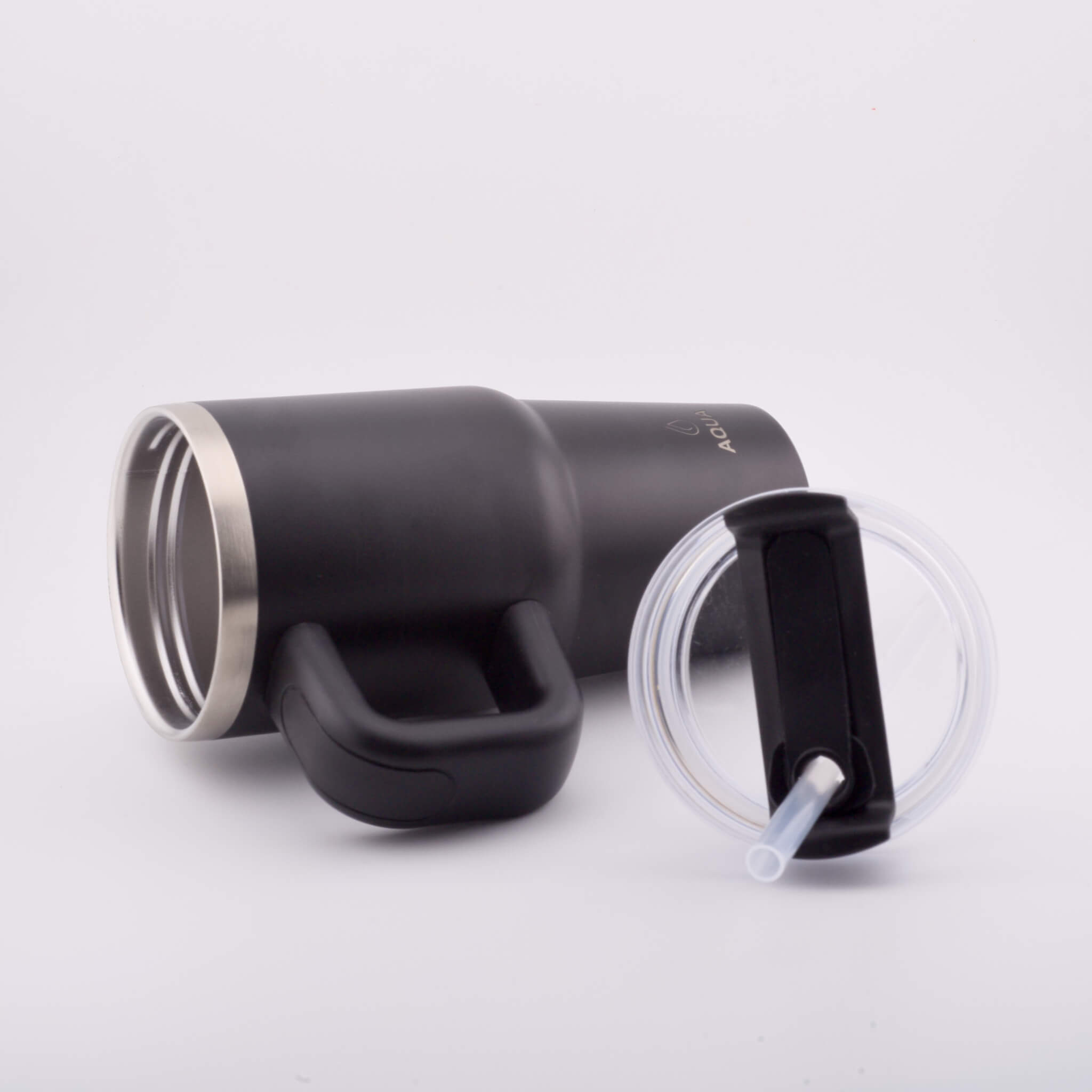 Termos negru ma culcat si capacul lui cu pai