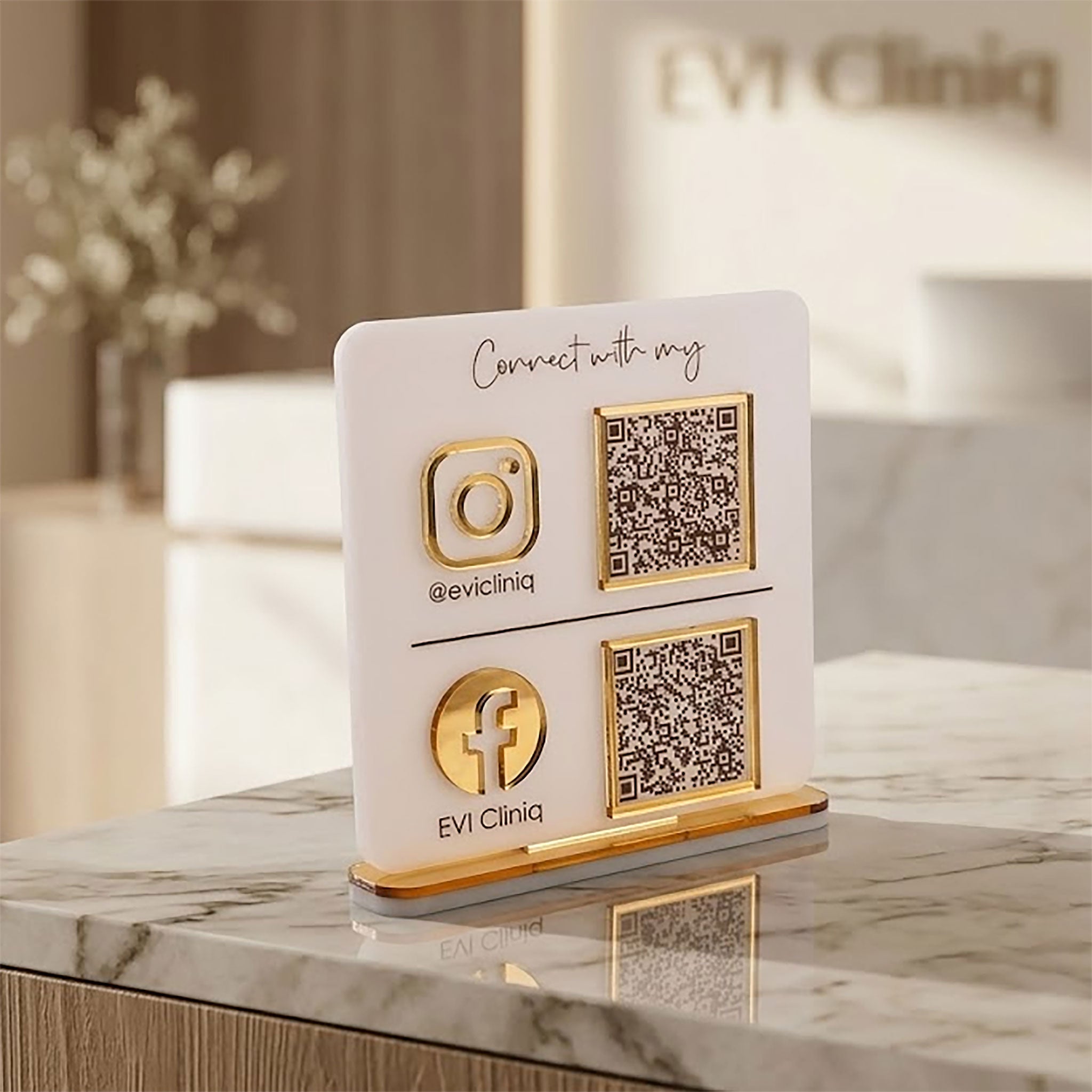Cod QR gravat alb negru gold, 3d, receptie, socia media, decor birou sau receptie
