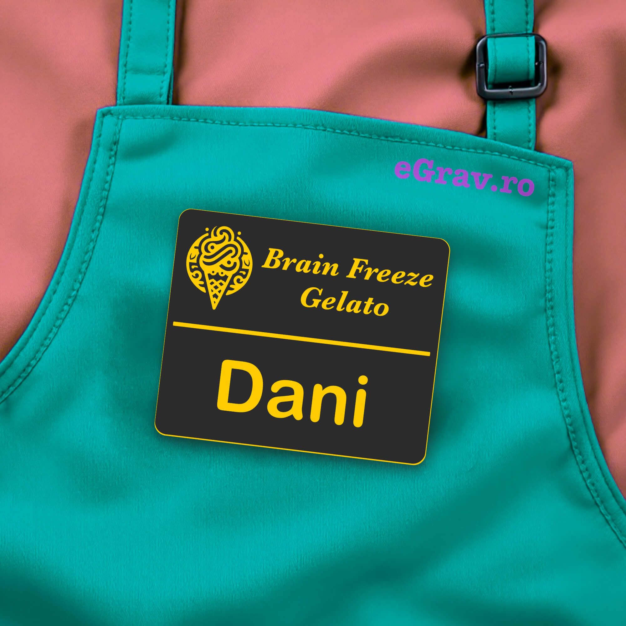 Badge Gravat Negru cu Galben model Candy