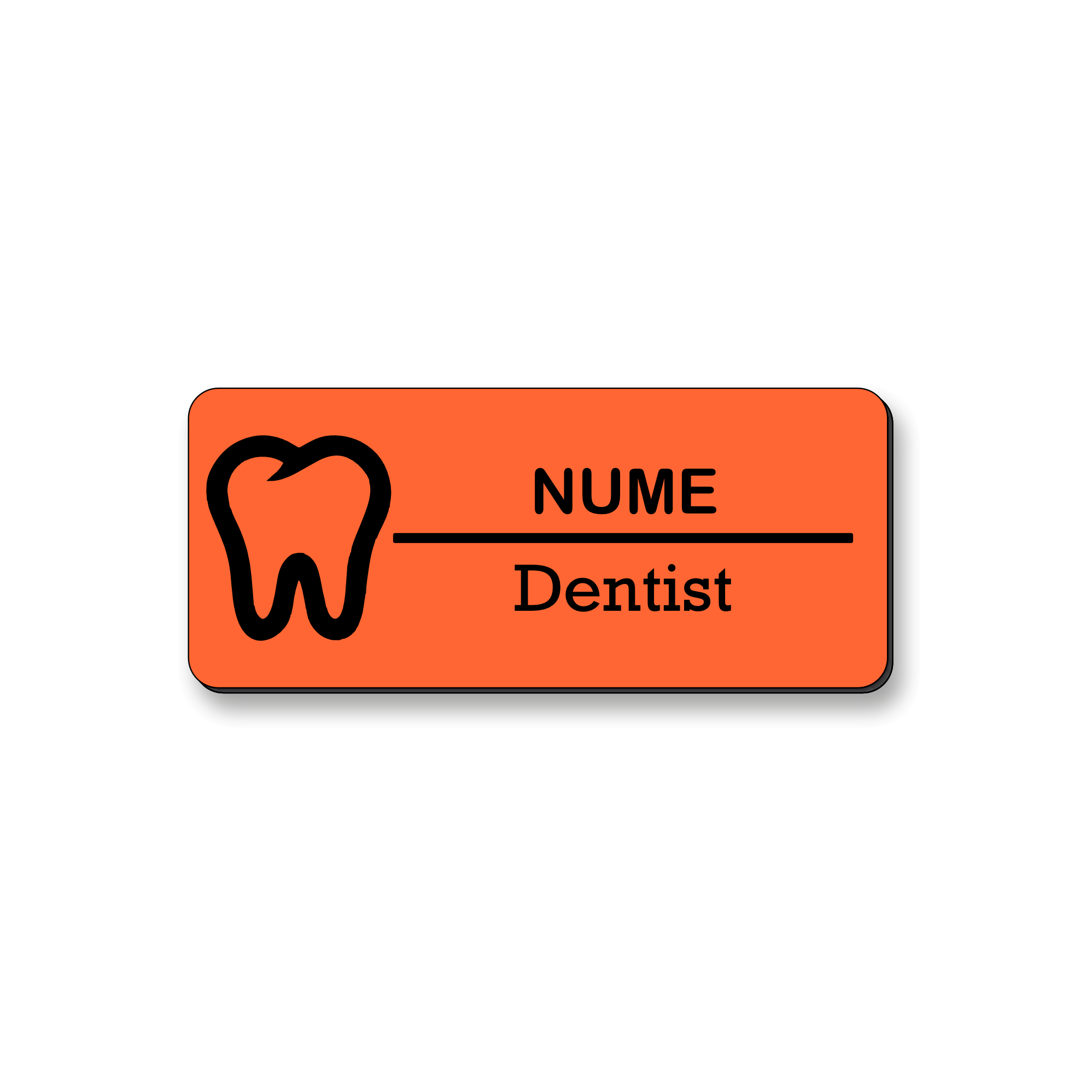 Personalized medical badge 7 x 3 cm Gold - Black