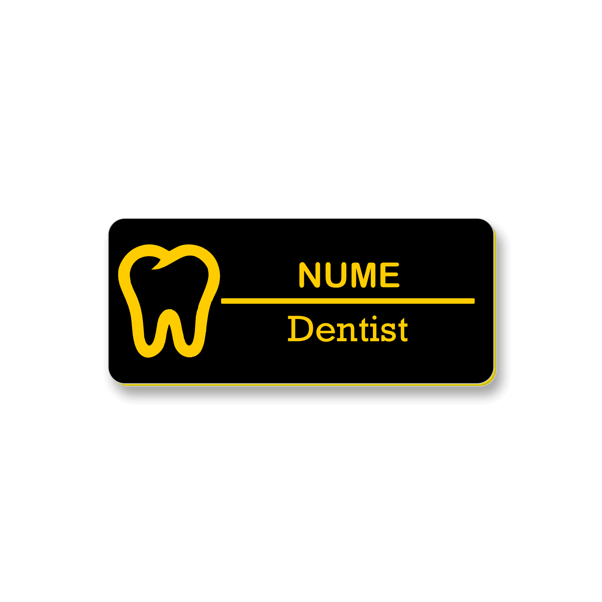 Personalized medical badge 7 x 3 cm Gold - Black