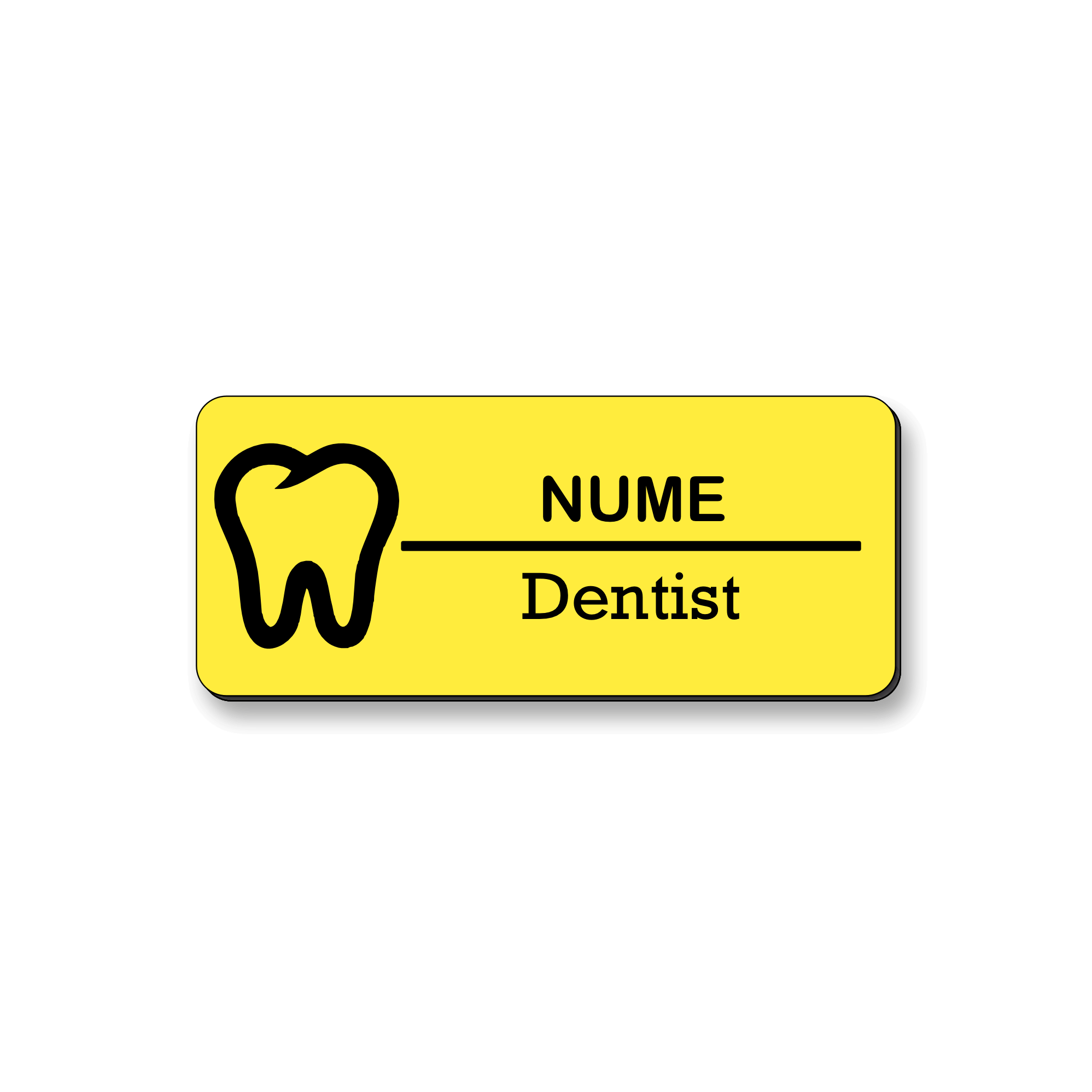 Personalized medical badge 7 x 3 cm Gold - Black
