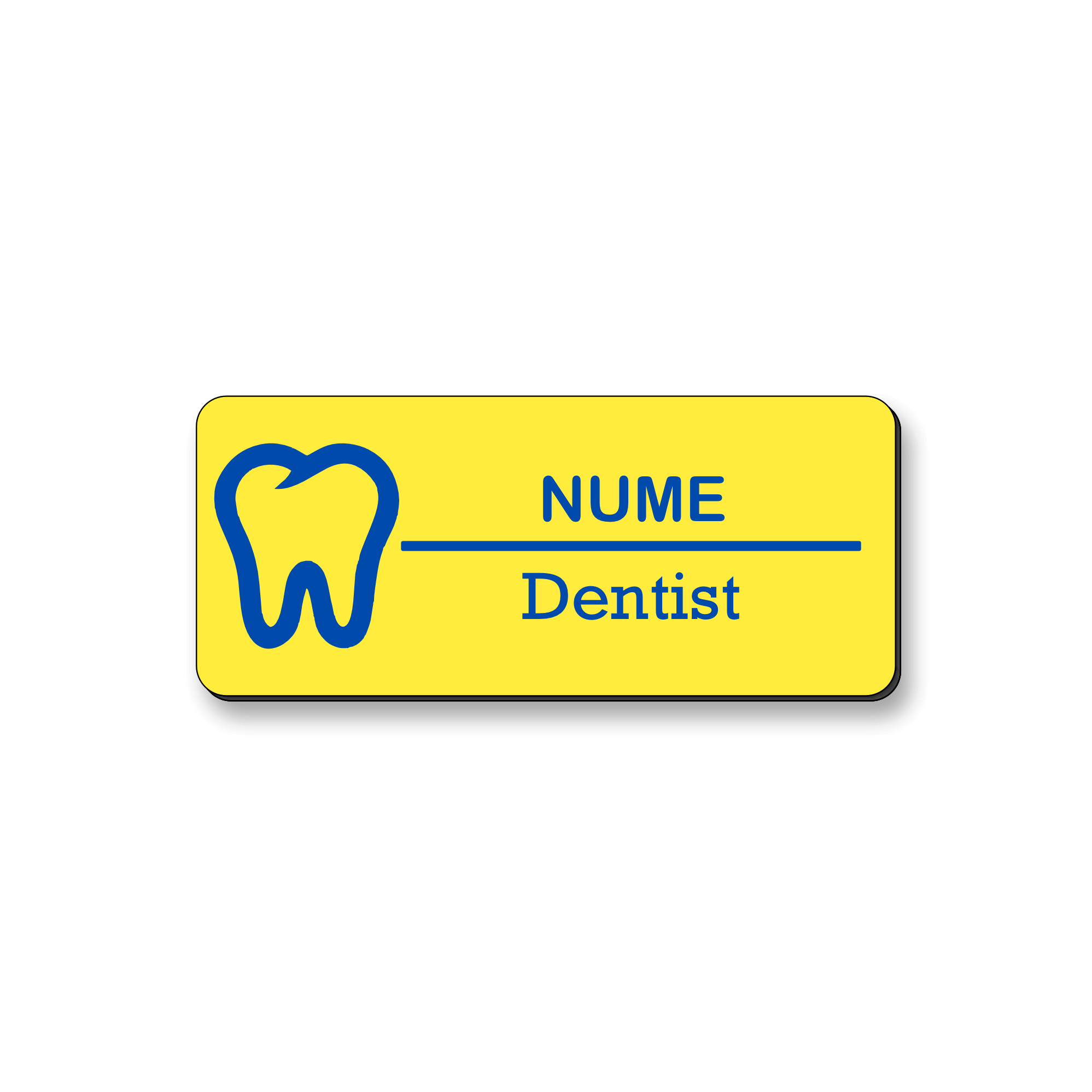 Personalized medical badge 7 x 3 cm Gold - Black