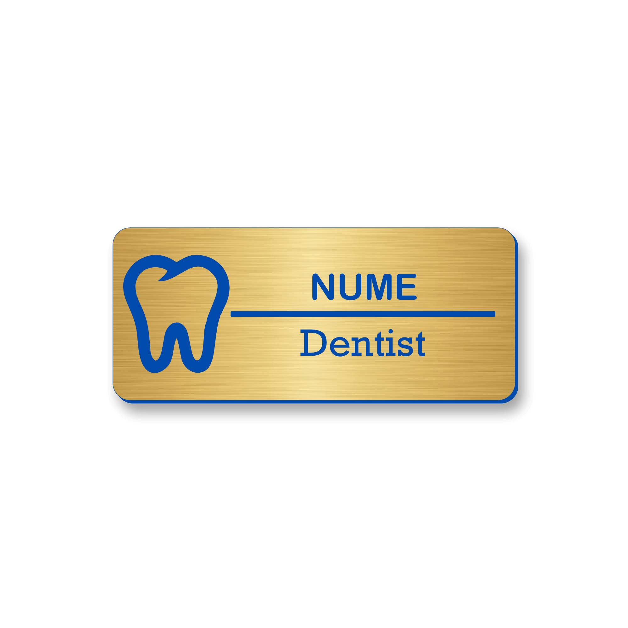 Personalized medical badge 7 x 3 cm Gold - Black