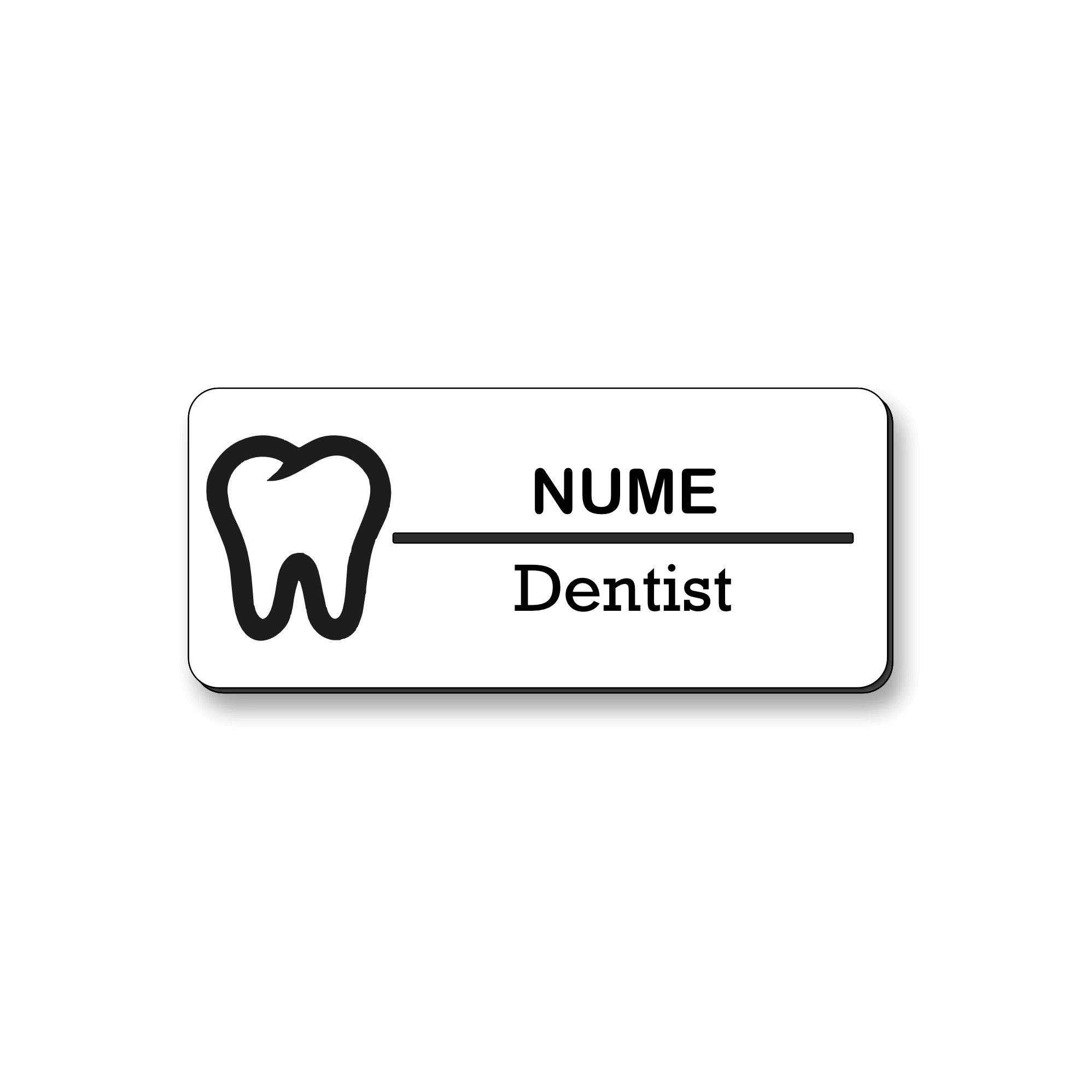 Personalized medical badge 7 x 3 cm Gold - Black