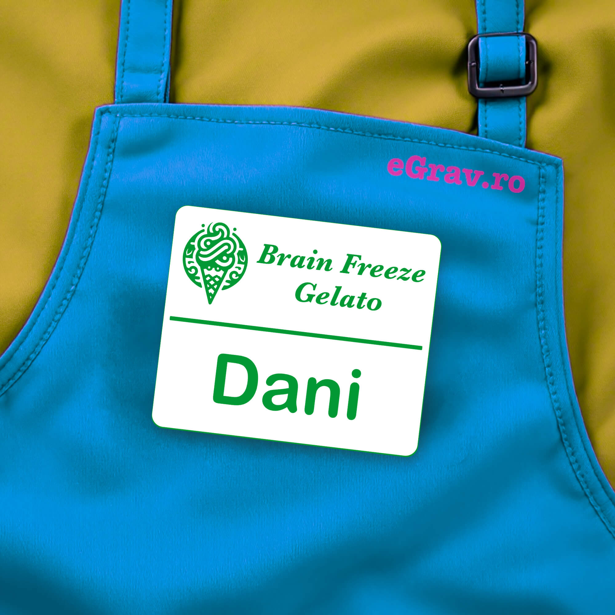 Ecuson Personalizat Gravat Alb Verde Candy