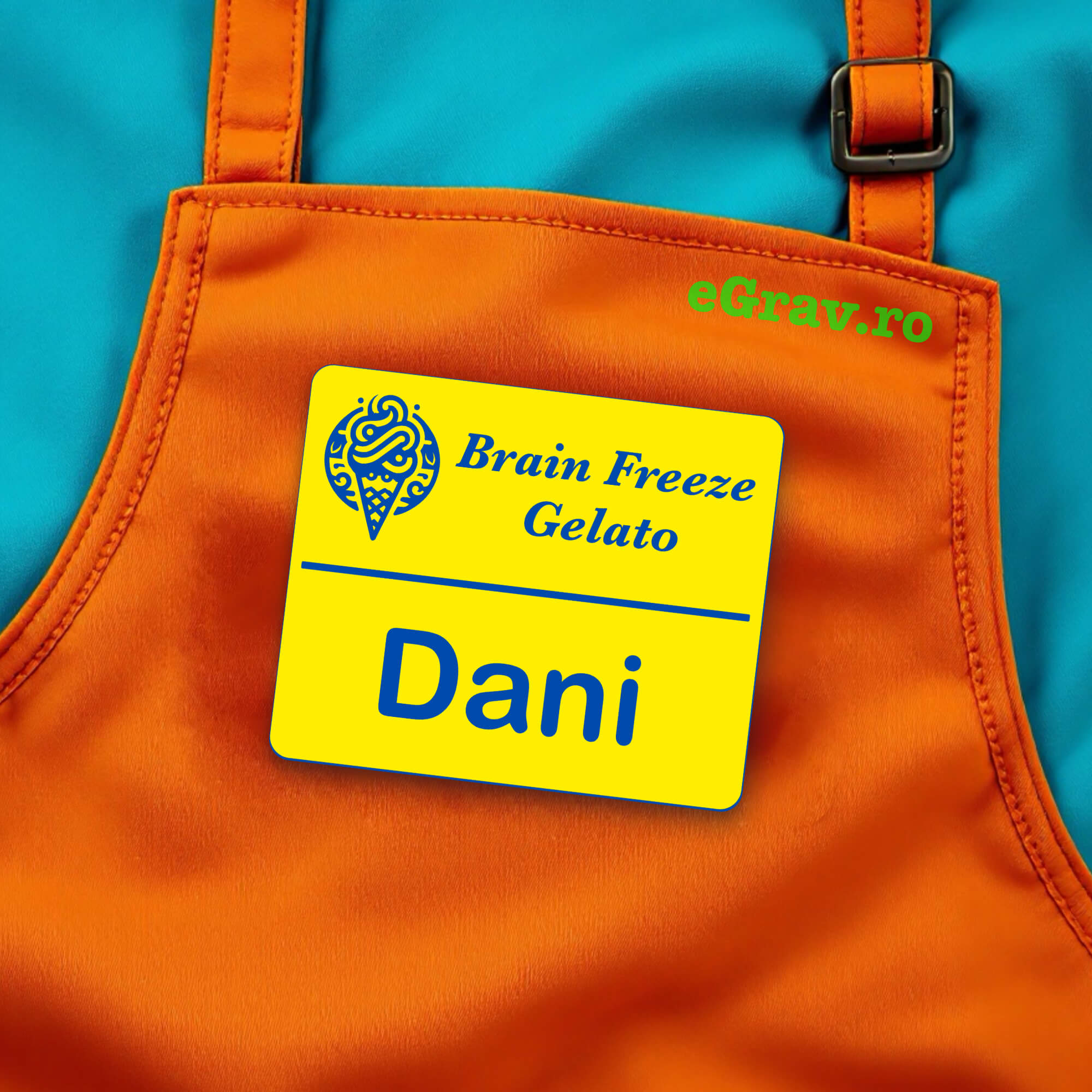 Ecuson Gravat cu Albastru pe fundal Galben model Candy