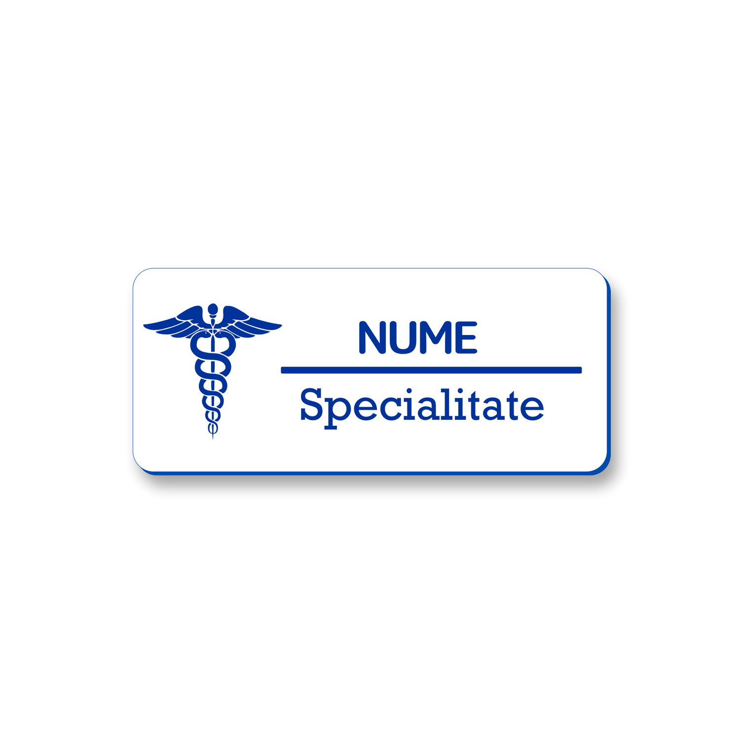 Ecuson Personalizat Gravat cu simbolul medicinii alb/albastru