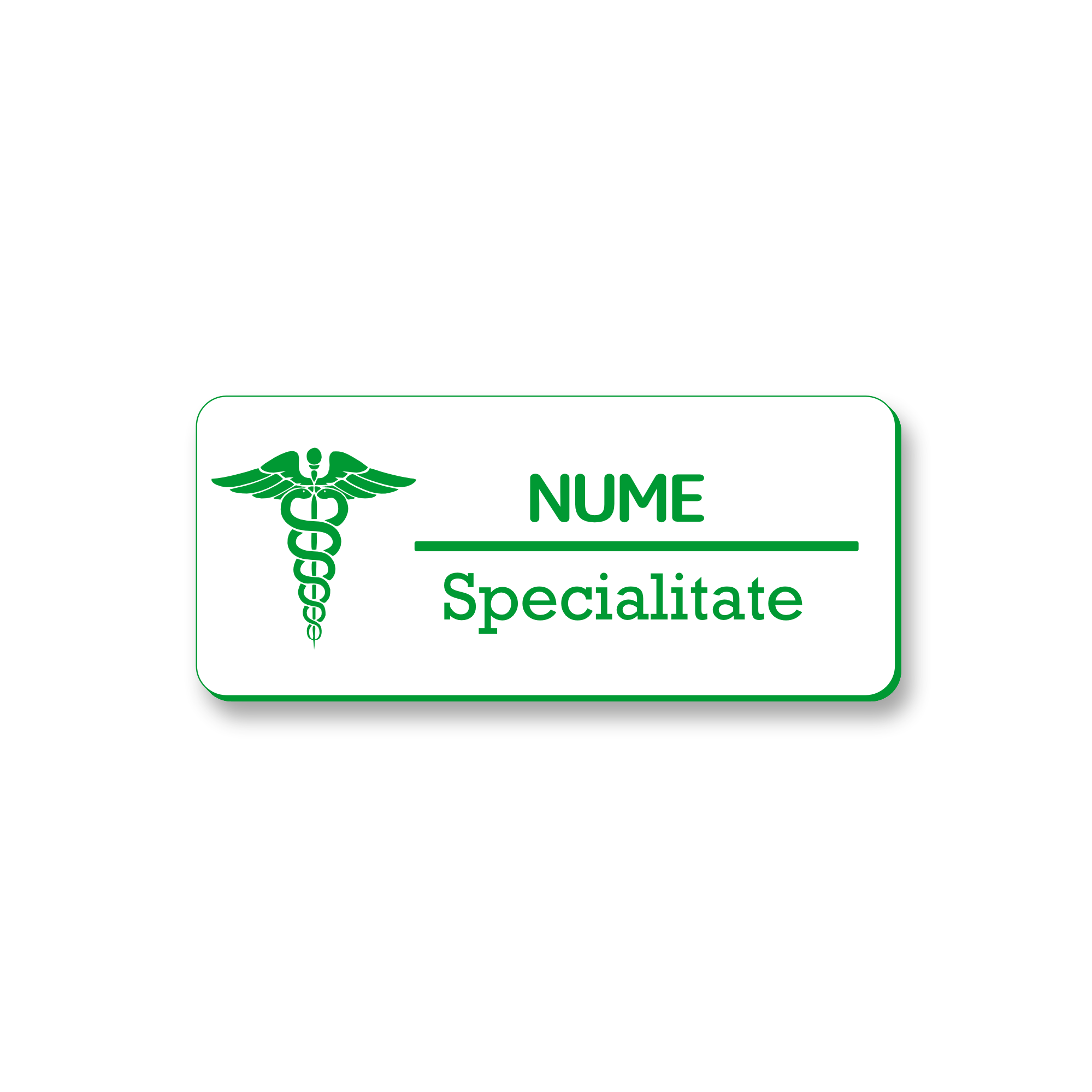 Ecuson Personalizat Gravat cu simbolul medicinii alb/verde
