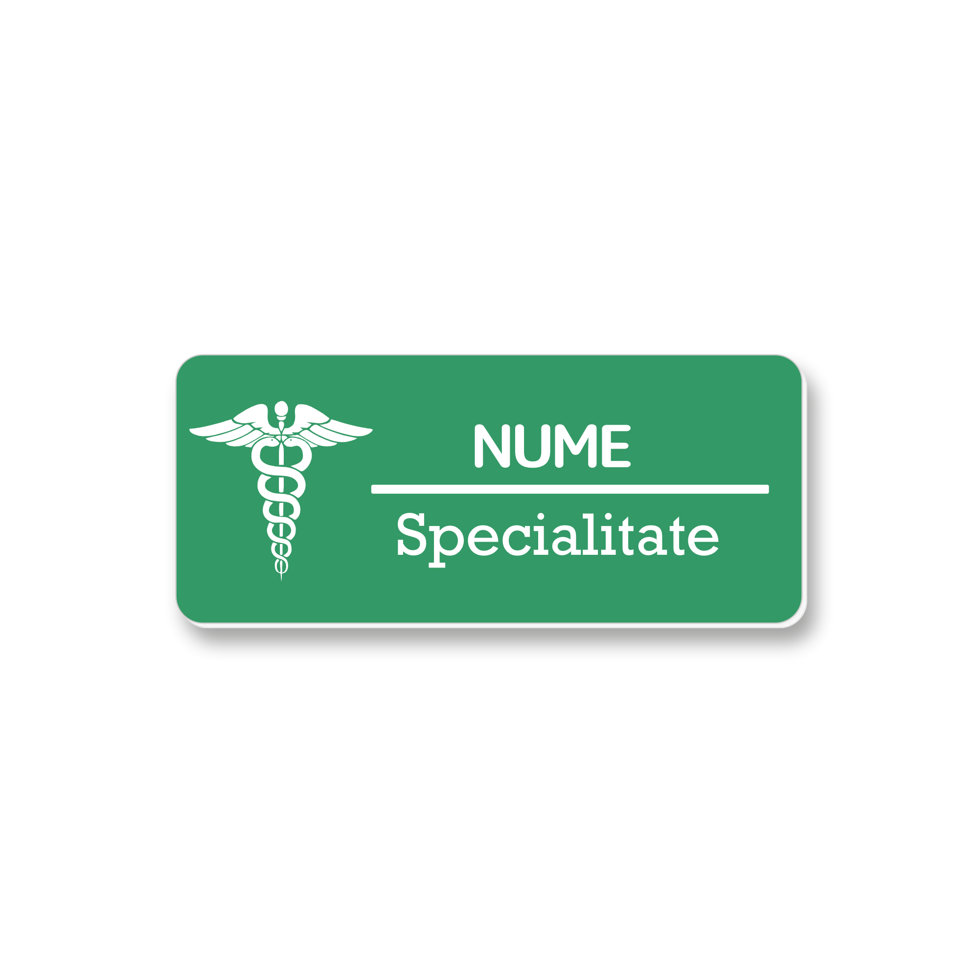 Ecuson Personalizat Gravat cu simbolul medicinii Verde/Alb