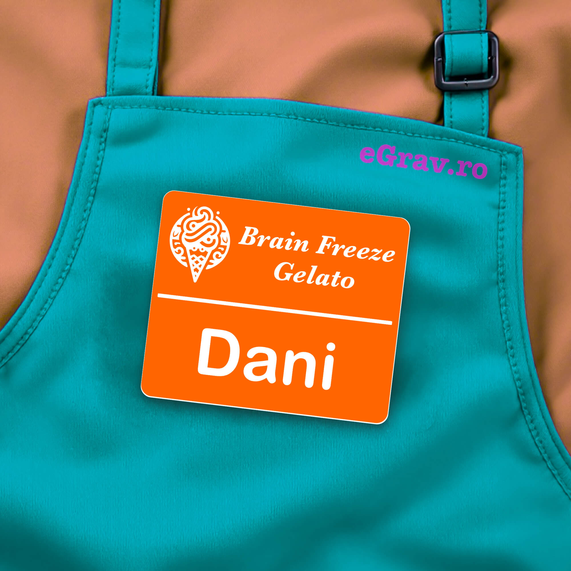Ecuson Personalizat Gravat Portocaliu Alb Candy