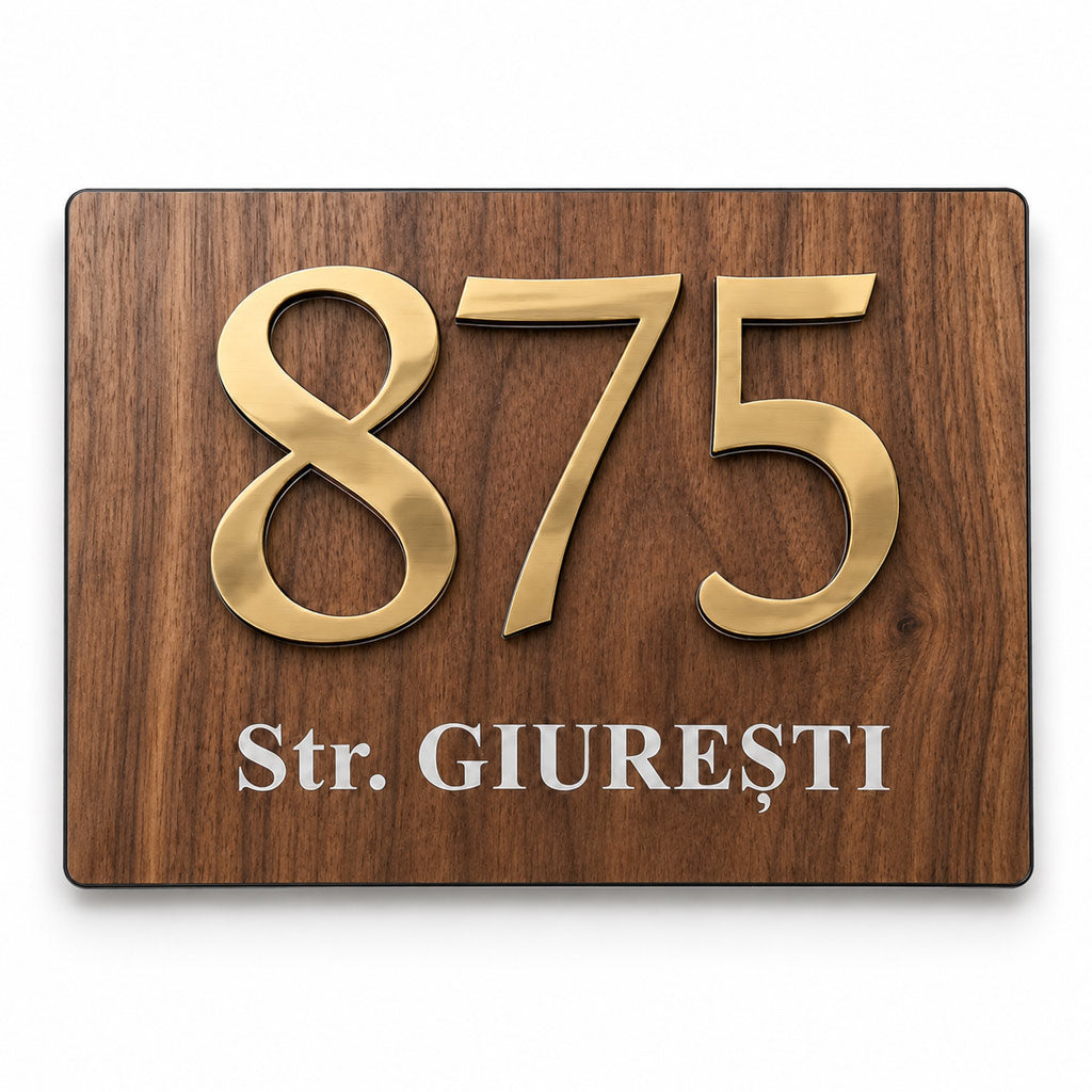 Numar de casa Vertex - Premium 3D, Text Gravat si Cifre In Relief