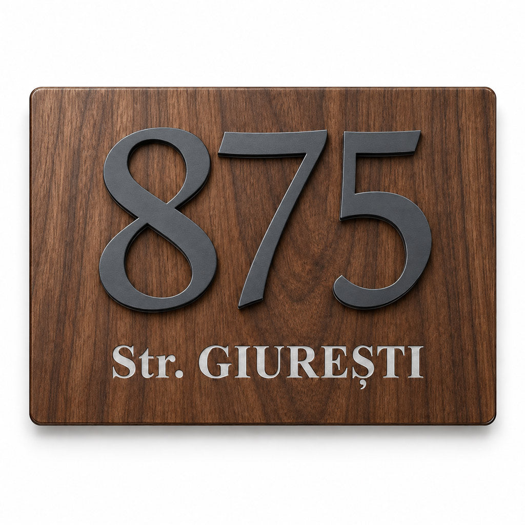 Numar de casa Vertex - Premium 3D, Text Gravat si Cifre In Relief