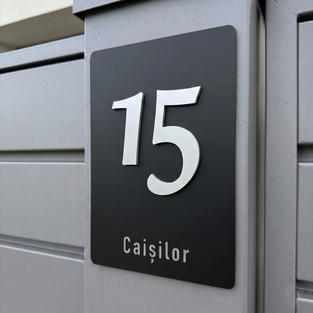 Numar de casa Vertex - Premium 3D, Text Gravat si Cifre In Relief