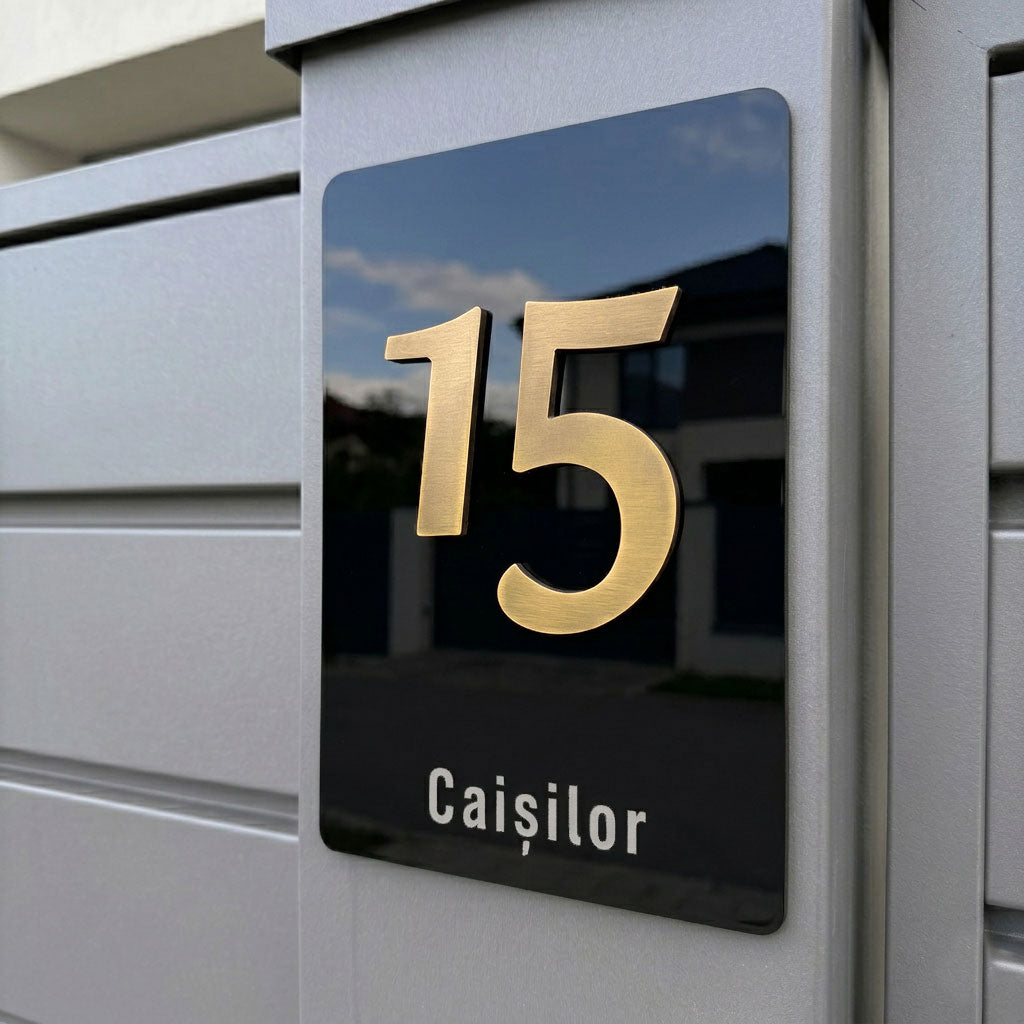 Numar de casa Vertex - Premium 3D, Text Gravat si Cifre In Relief