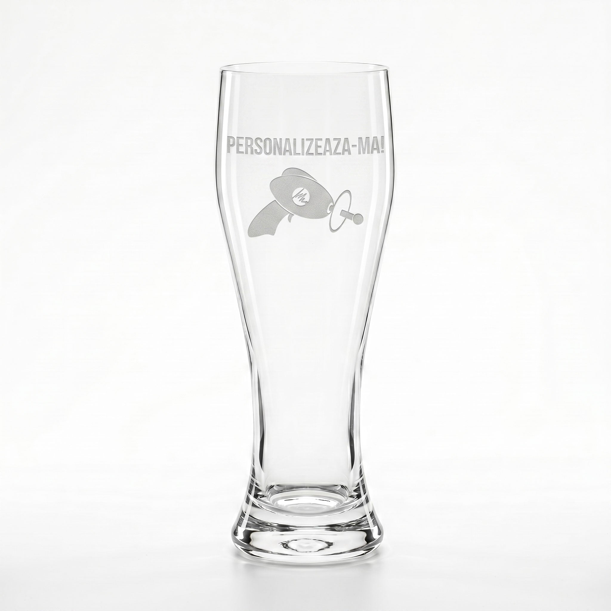 Pahar de bere personalizat model Smooth, cadou ideal din sticla premium inscriptionat prin gravura laser.