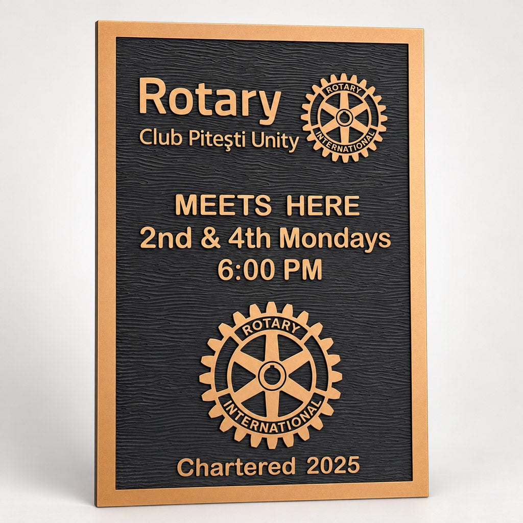 Placa Rotary Personalizata pentru Club - Gravura Laser Premium