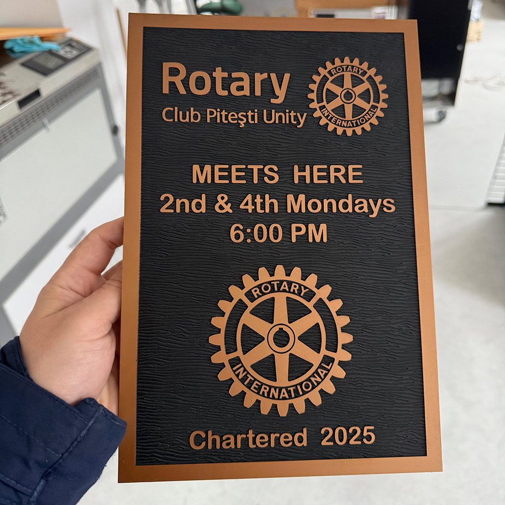 Placa Rotary Personalizata pentru Club - Gravura Laser Premium