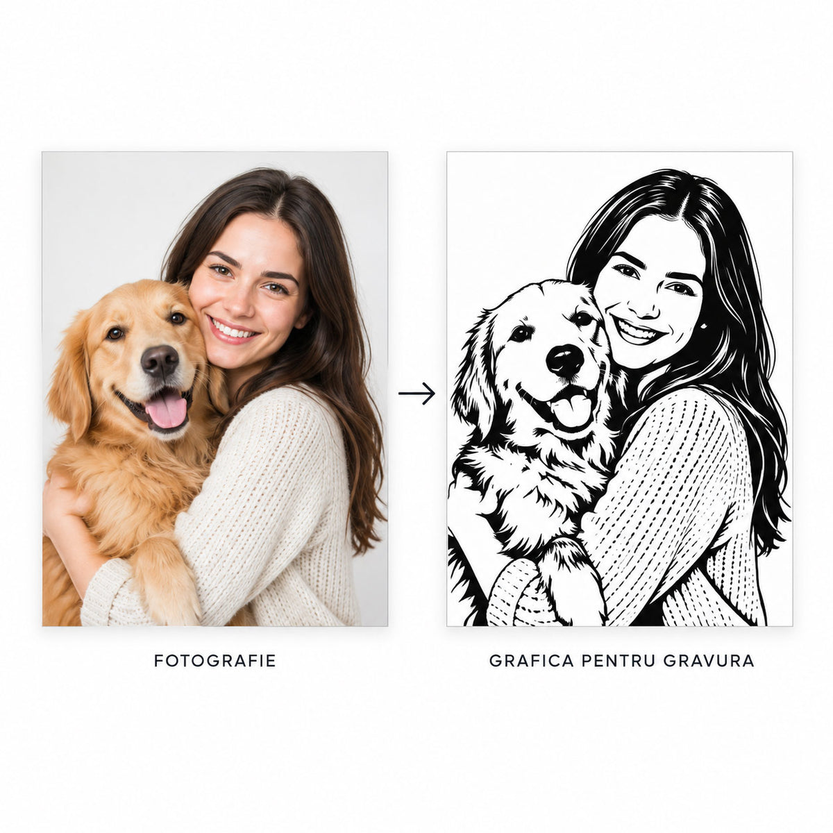 Design Grafic Personalizat dupa Fotografie sau Grafica pentru Gravura Laser