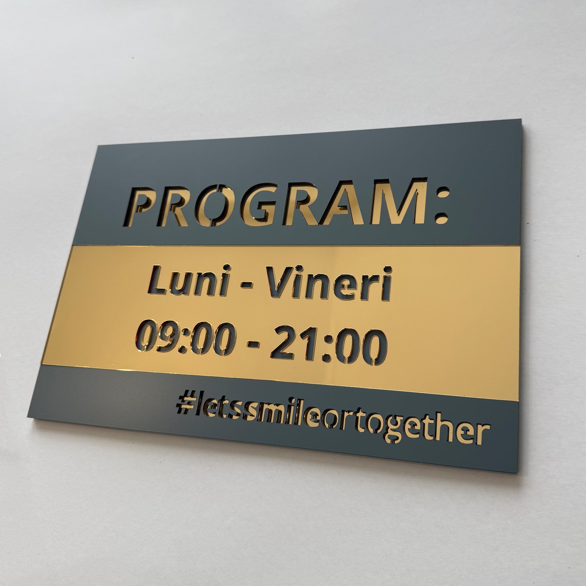 orar sliding prime personalizat antracit si auriu oglinda cu decupaj laser