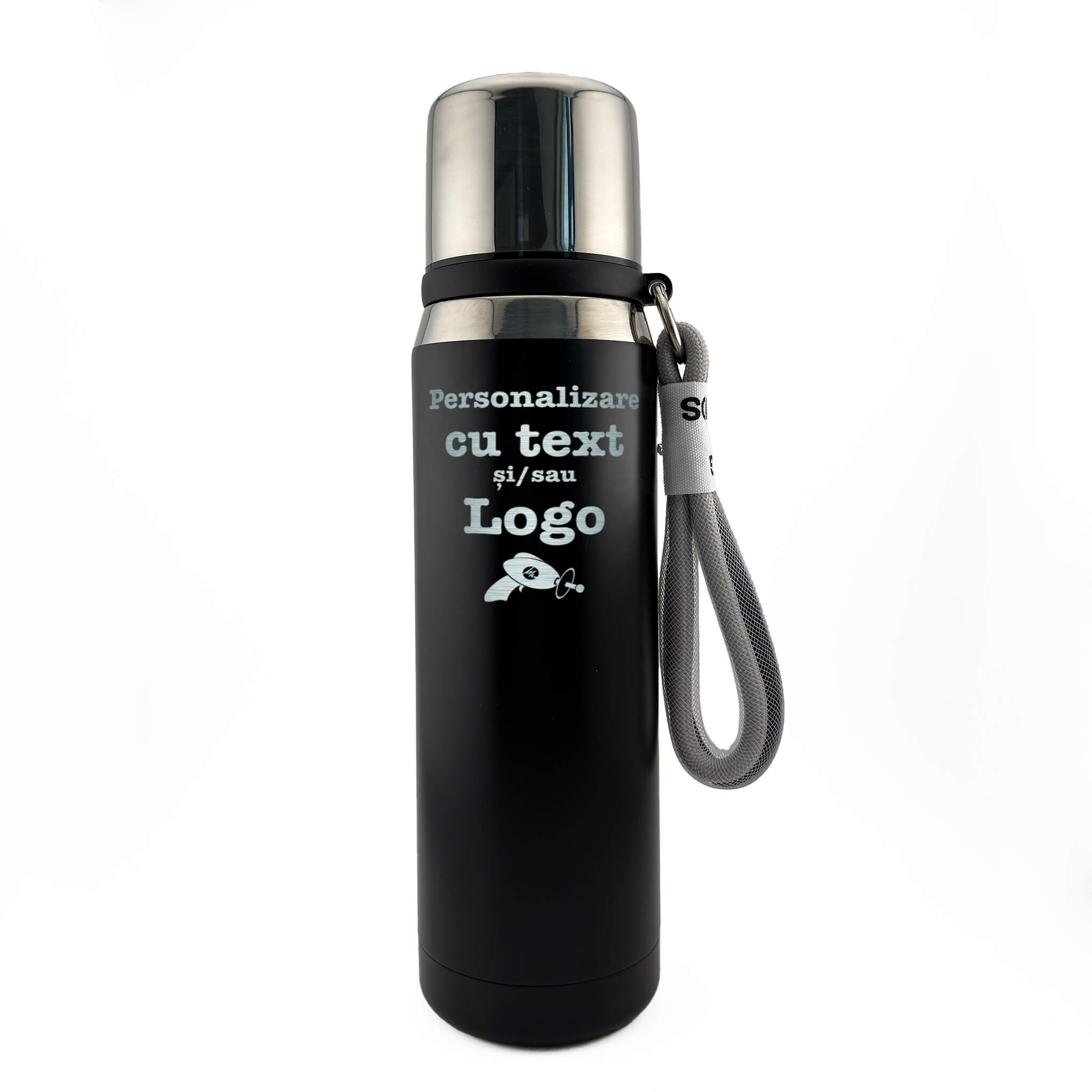 Termos personalizat laser cu logo si text