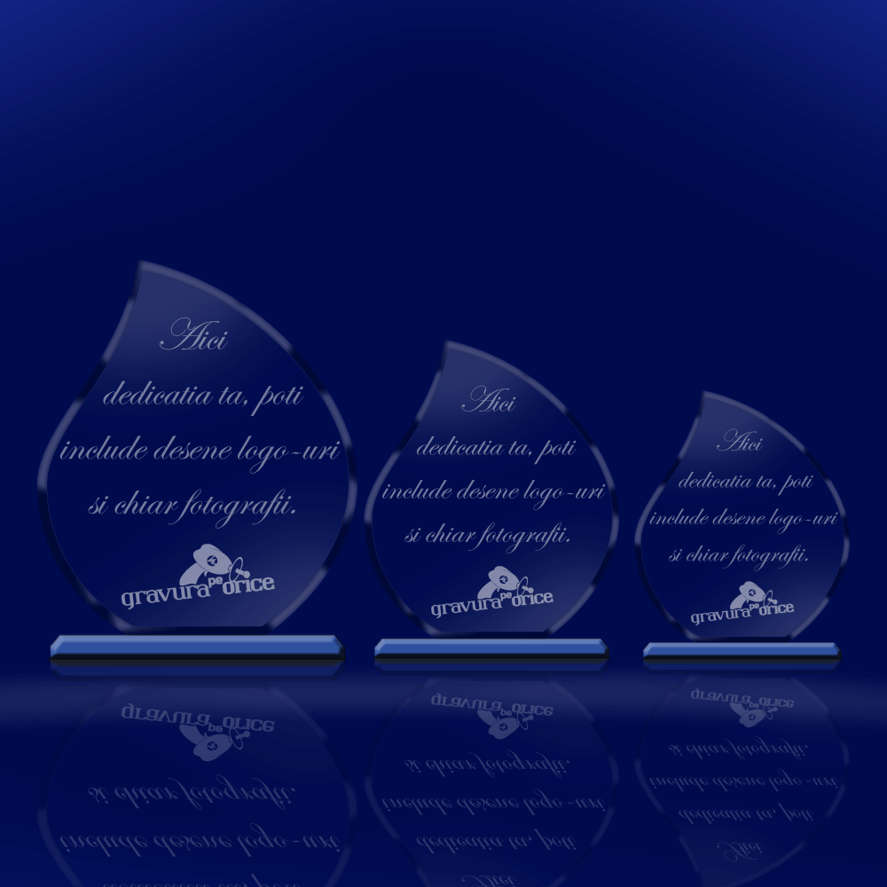 Trofee Personalizate Cristal forma Flacare locuri 1, 2 si 3